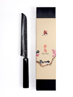 Exclusive Aka Tori Tokyo Black 8" Bread Knife – Damascus Steel Business Gift with Custom Engraving Option