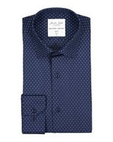 Druck Virginialong Sleeve Slim Fit Navy Muster Marke, Navy Blue