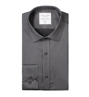 Fine twill californialong sleeve slim fit dark gray brand, graphite