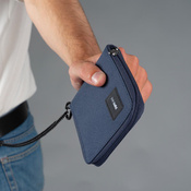 Men's small RFID Pacsafe wallet - coastal blue