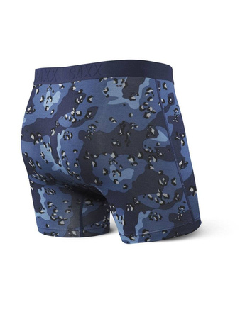 Herren-Schnelltrocknungsboxershorts SAXX VIBE Boxer Brief mit Leopardenmuster - blau