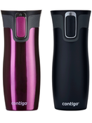 Set aus Contigo West Loop 2.0 Thermobechern 470 ml – Himbeere + Matt Schwarz