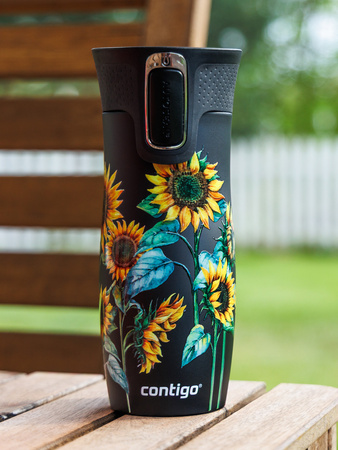Thermobecher Contigo West Loop 470 ml schwarz - Sonnenblumen