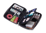 rigid travel organizer TROIKA for cables and charger - grayki.