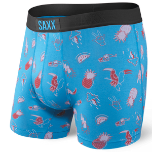 Men's quick-drying SAXX VIBE Boxer Briefs for tropical vacations - blue.