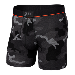 Herren-Schnelltrocknungs-Boxershorts SAXX VIBE Boxer Brief Camouflage - Schwarz