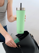 Thermal mug with straw Luxe Tumbler 720 ml with engraving - Cucumber