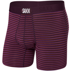 Herren-Boxershorts SAXX ULTRA Boxer Brief Streifen - burgundisch