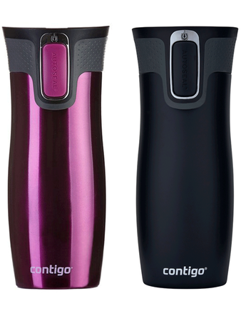 Contigo West Loop 2.0 470ml Thermal Mug Set - Raspberry + Matte Black
