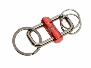 keychain with 3 TROIKA 2-way key rings - red