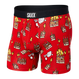 Bokserki męskie szybkoschnące SAXX VIBE Boxer Brief płonące torty - czerwone