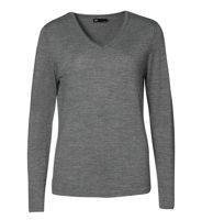 Ladies' Pullover V-New Gray Melange