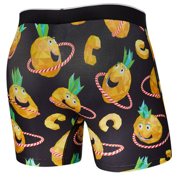 Bokserki męskie sportowe SAXX VOLT Boxer Brief ananas z hula-hop – czarne