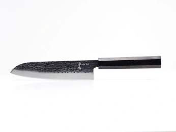 Aka Tori Engraved Damascus Steel 7" Santoku Knife - Tokyo Black