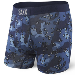 Herren-Schnelltrocknungsboxershorts SAXX VIBE Boxer Brief mit Leopardenmuster - blau