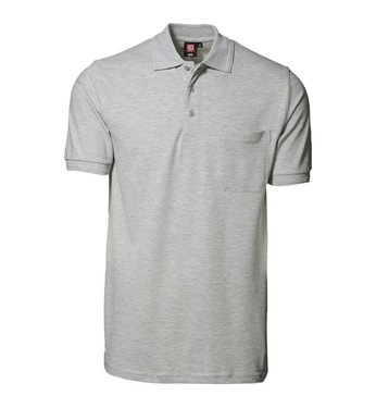 Classic polo t -shirt of the ID pocket, gray melange