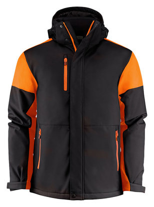 Zweifarbige gefütterte Softshell-Jacke Prime Padded Softshell von Printer - Schwarz - Orange.