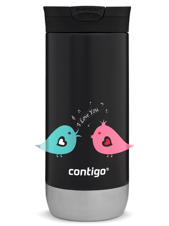 Contigo Huron 2.0 470ml thermische Kaffeebecher - Bird love - Schwarz