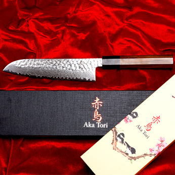 Exklusives Aka Tori Tokyo Hammer 7" Santoku-Messer aus Damaszener Stahl – Business-Geschenk mit Gravuroption
