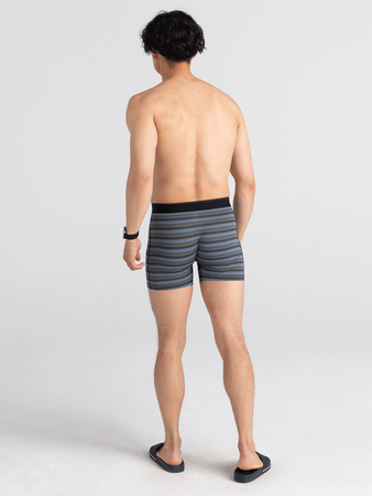 Men's trekking / sport boxer briefs with fly SAXX QUEST Boxer Brief Fly blue-gray stripes.