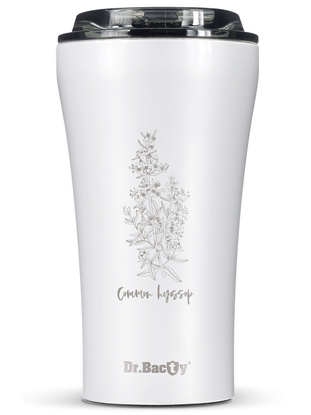 Kubek termiczny na kawę Dr.Bacty Apollo 2.0 360 ml "Hyzop lekarski" – Biały