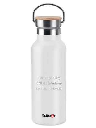 Dr.Bacty Iris 500 ml Thermoflasche - weiß - personalisiert mit Gravur