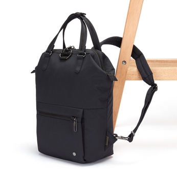 Kleiner diebstahlsicherer Damenrucksack Pacsafe Citysafe CX Econyl® – schwarz