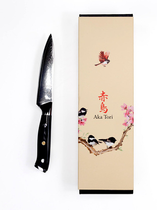 Ekskluzywny Nóż Uniwersalny Aka Tori Osaka Pro 5" ze Stali Damasceńskiej – Prezent Biznesowy z Opcją Graweru