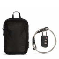 Kłódka bagażowa antykradzieżowa z linką stalową  + etui podróżne Pacsafe Prosafe 1000 TSA