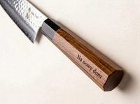 Nóż Santoku z grawerem Aka Tori ze stali damasceńskiej 7" - Tokyo Hammer