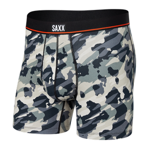 Bokserki męskie elastyczne SAXX NON-STOP STRETCH Boxer Brief z rozporkiem popowy kamuflaż - szare