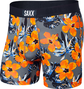 Bokserki męskie szybkoschnące SAXX VIBE Boxer Brief - hibiskus - szary