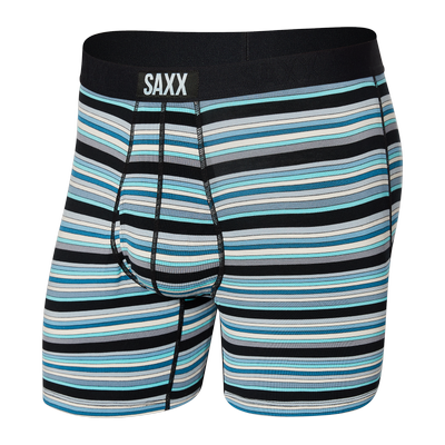 Bokserki męskie wygodne SAXX ULTRA Boxer Brief Fly paski - niebieskie