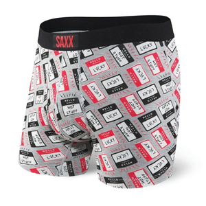 Bokserki męskie wygodne SAXX ULTRA Boxer Brief Fly tabliczki z nazwami - szare