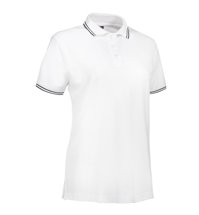 Damska koszulka polo pique kontrast ID - Biały