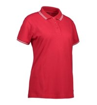Damska koszulka polo pique kontrast ID - Czerwony
