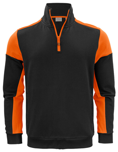Dwukolorowa bluza typu Half Zip Prime Halfzip Sweater marki Printer - Czarno - pomarańczowy
