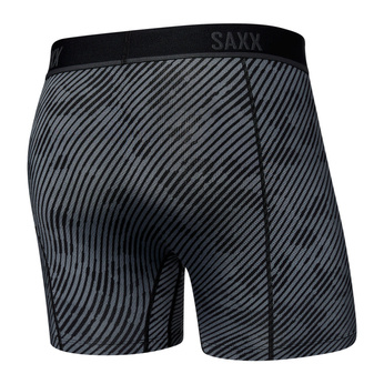 Bokserki do biegania/ bokserki męskie sportowe SAXX KINETIC Light Boxer Brief krzywe paski - czarne 