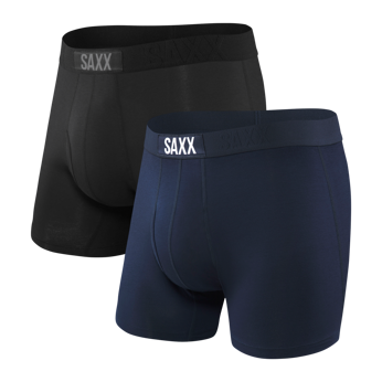 Bokserki męskie SAXX Ultra Boxer Brief Fly dwupak - czarne/granatowe