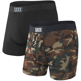 Bokserki męskie SAXX Vibe Boxer 2 Pak - Czarne/Moro