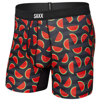 Bokserki męskie chłodzące / sportowe z rozporkiem SAXX HOT SHOT Boxer Brief Fly arbuzy - czarne