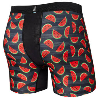 Bokserki męskie chłodzące / sportowe z rozporkiem SAXX HOT SHOT Boxer Brief Fly arbuzy - czarne