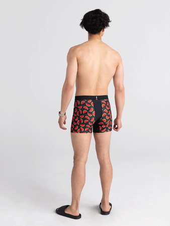 Bokserki męskie chłodzące / sportowe z rozporkiem SAXX HOT SHOT Boxer Brief Fly arbuzy - czarne