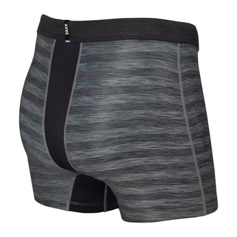 Bokserki męskie chłodzące / sportowe z rozporkiem SAXX HOT SHOT Boxer Brief Fly w paski – czarne