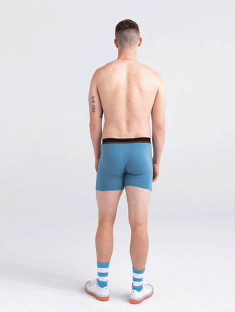 Bokserki męskie elastyczne SAXX NON-STOP STRETCH Boxer Brief z rozporkiem - niebieskie