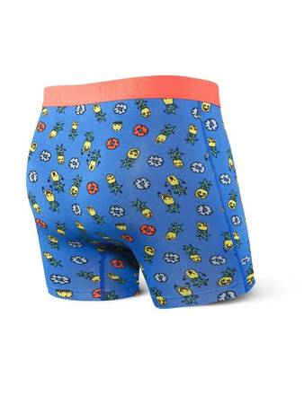 Bokserki męskie szybkoschnące SAXX VIBE Boxer Brief ananasy - niebiesie