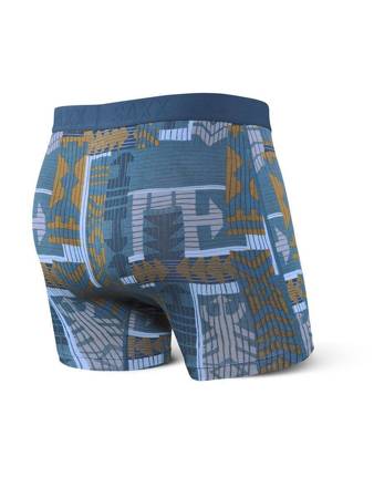 Bokserki męskie szybkoschnące SAXX VIBE Boxer Brief patchwork - niebieskie