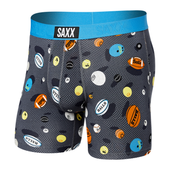 Bokserki męskie szybkoschnące SAXX VIBE Boxer Brief piłki - szare