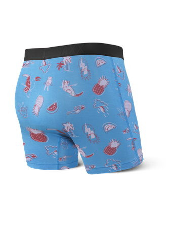 Bokserki męskie szybkoschnące SAXX VIBE  Boxer Brief wakacje w tropikach - niebieskie