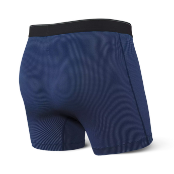 Bokserki męskie trekkingowe / sportowe z rozporkiem SAXX QUEST 2.0 Boxer Brief Fly – granatowe z jasnym szwem